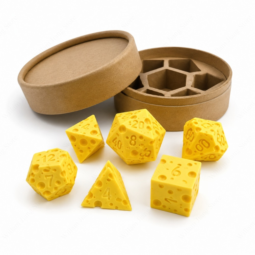 3D Printed Cheese Dice Set wit - Board Game Festival review and price